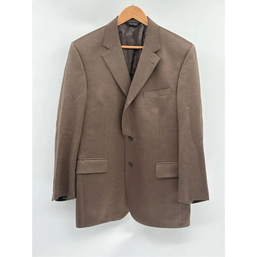 Jos A Bank Sport Coat Signature‎ Size 43R Herringbone Brown Silk Camel Hair
